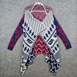 Pinklicious Women's Open Long Cardigan Size S/M Aztec Pattern 100% Acrylic SPOT‎